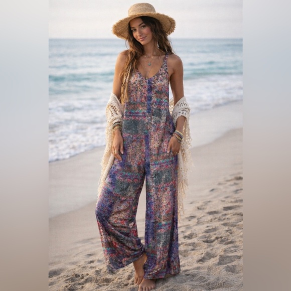 NATURAL LIFE Pants - Natural Life Josie Velvet-Velour
Wide Leg Boho Jumpsuit Small